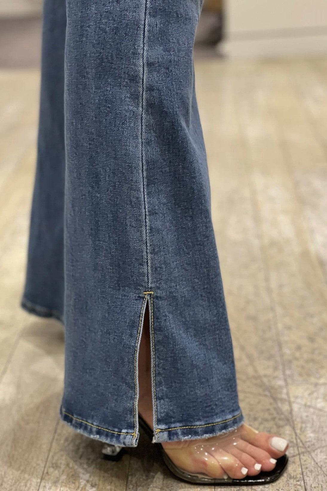 Side Slit Flare Jeans
