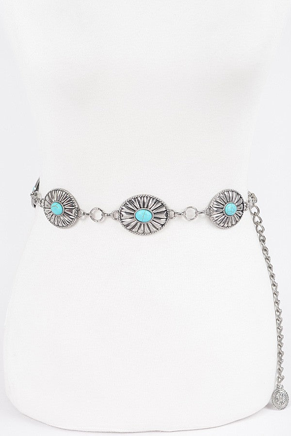Western Style Metal Chain Belt