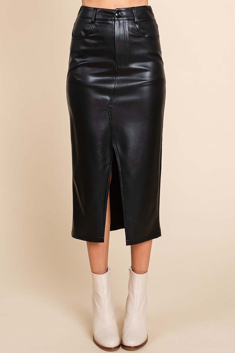 Leather Split Skirt
