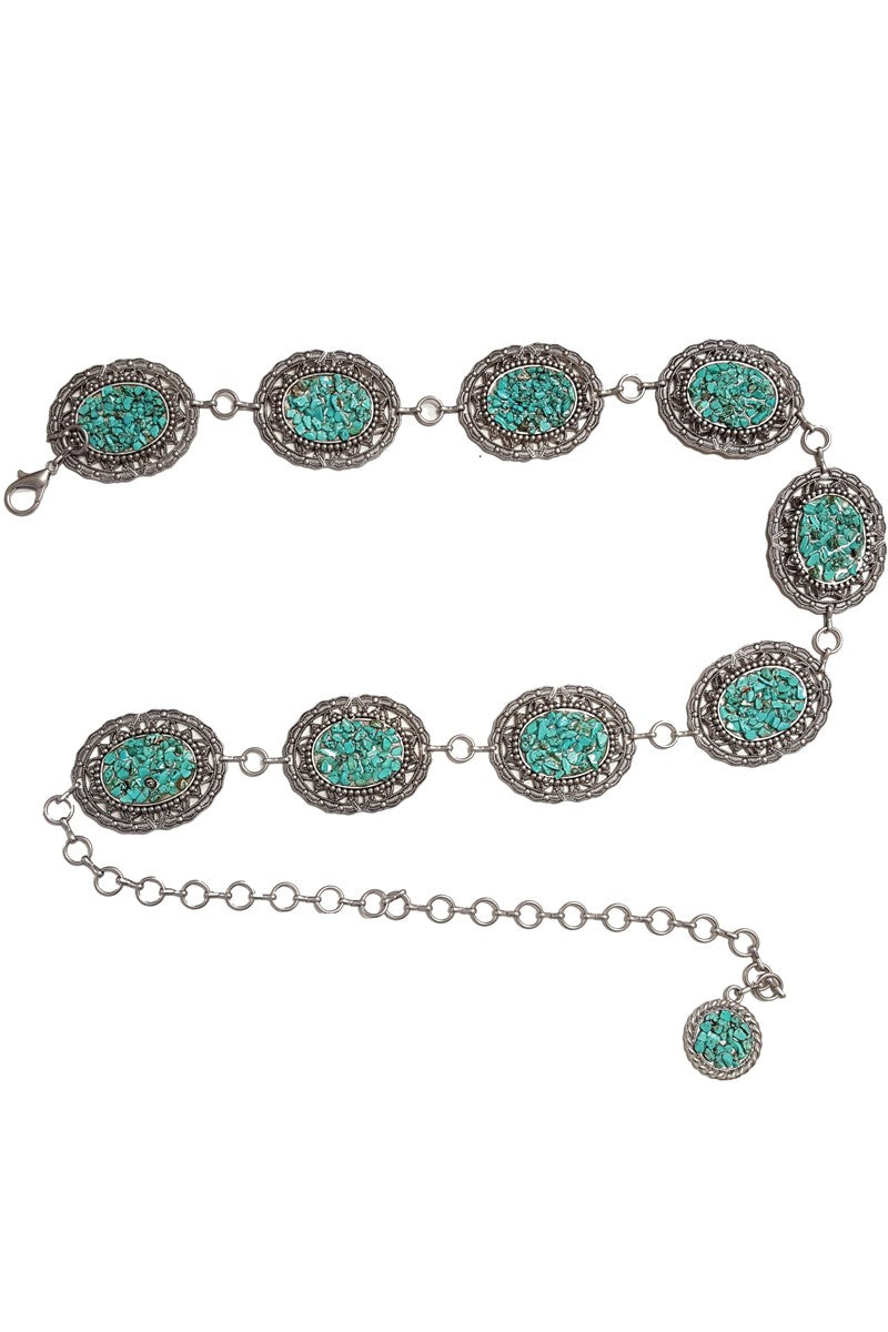 Western Style concho Silver Chain belt
