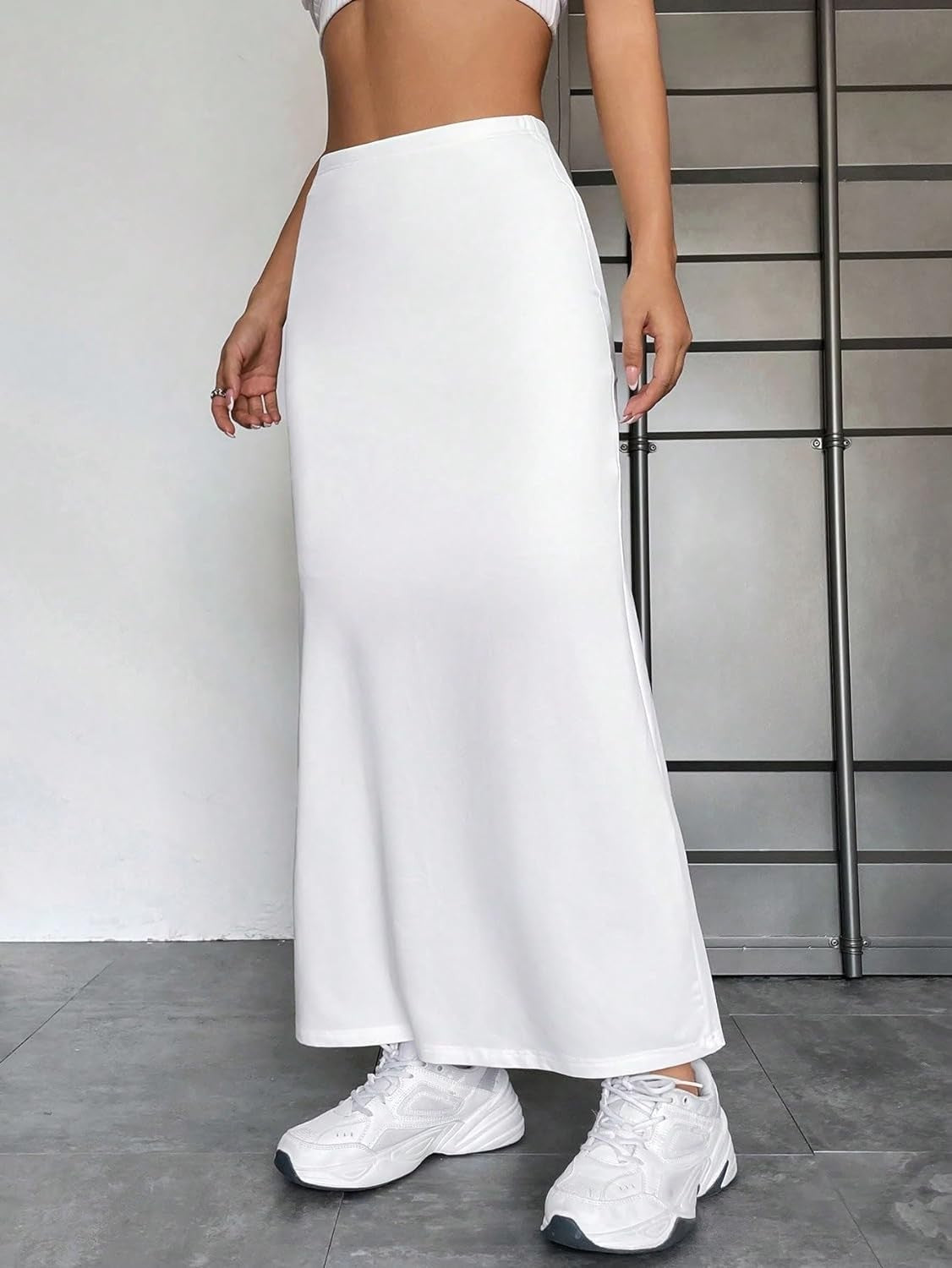 Casual High Waist Side Split Sexy Midi Skirt