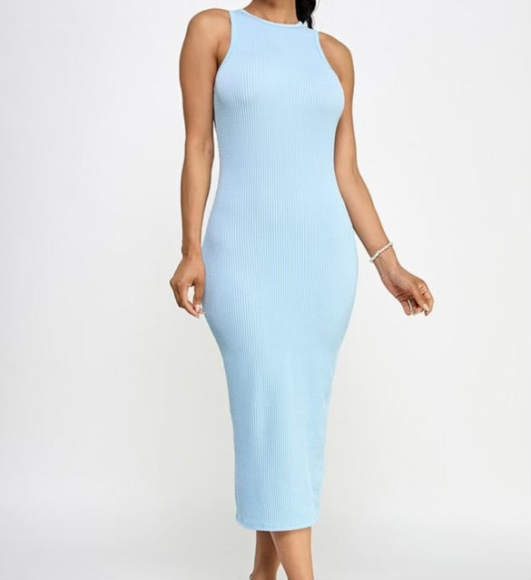 Knit rib sleeveless dress