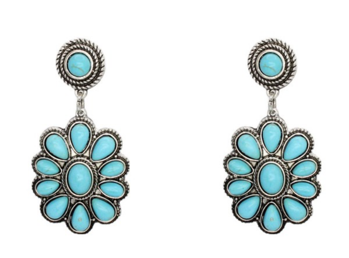 Metal Concho post dangle earring