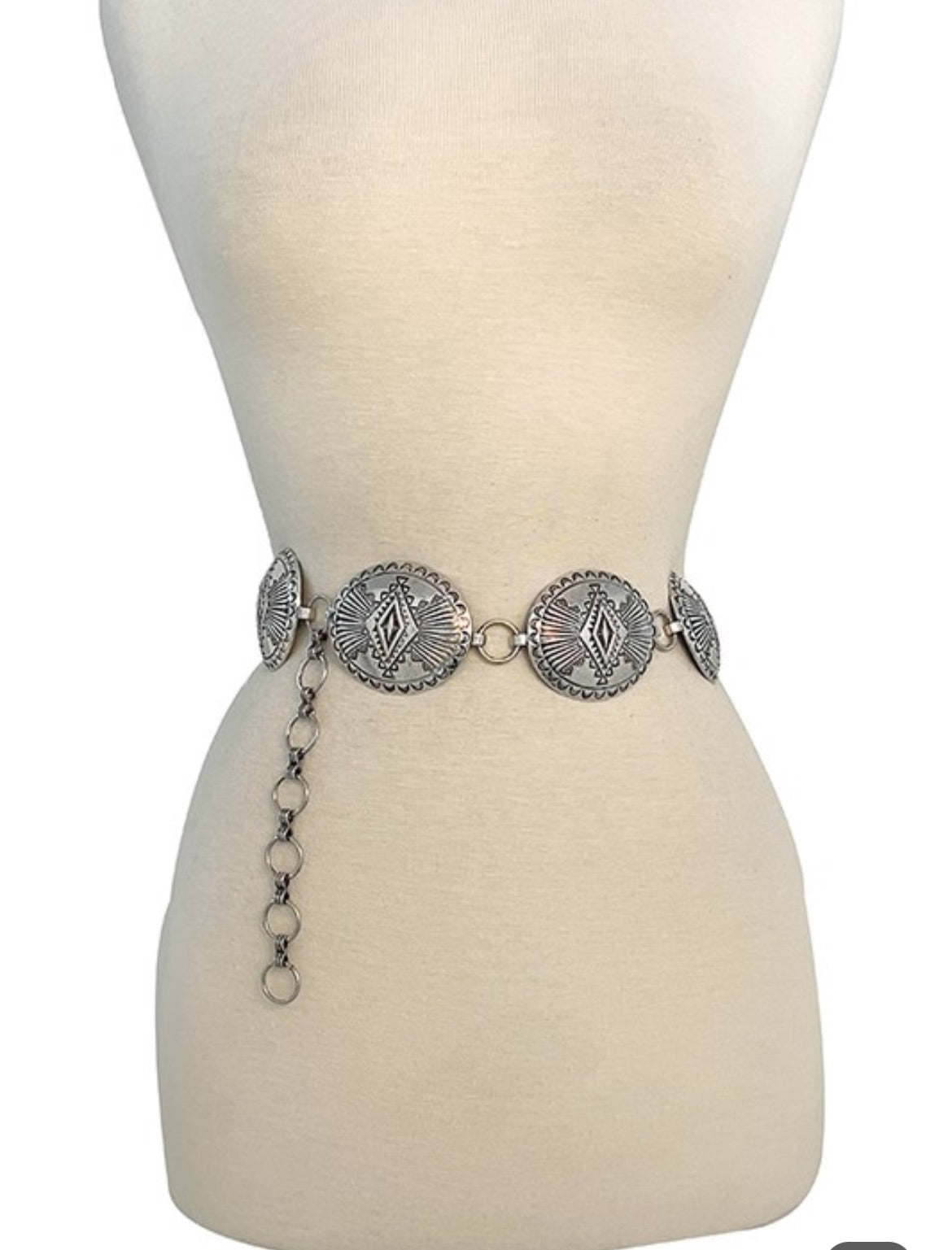 Western print concho link chain belt