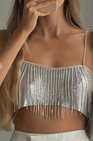 Rhinestones Fringes Cami Top