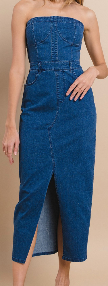 TUBE MIDI DENIM DRESS