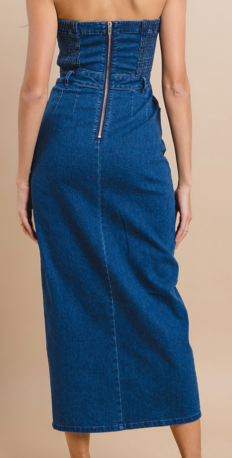 TUBE MIDI DENIM DRESS