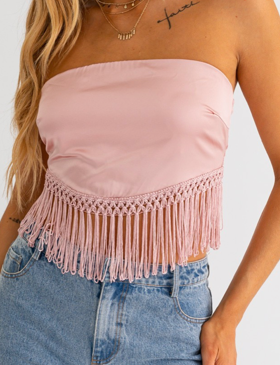 TUBE TOP WITH FRINGE