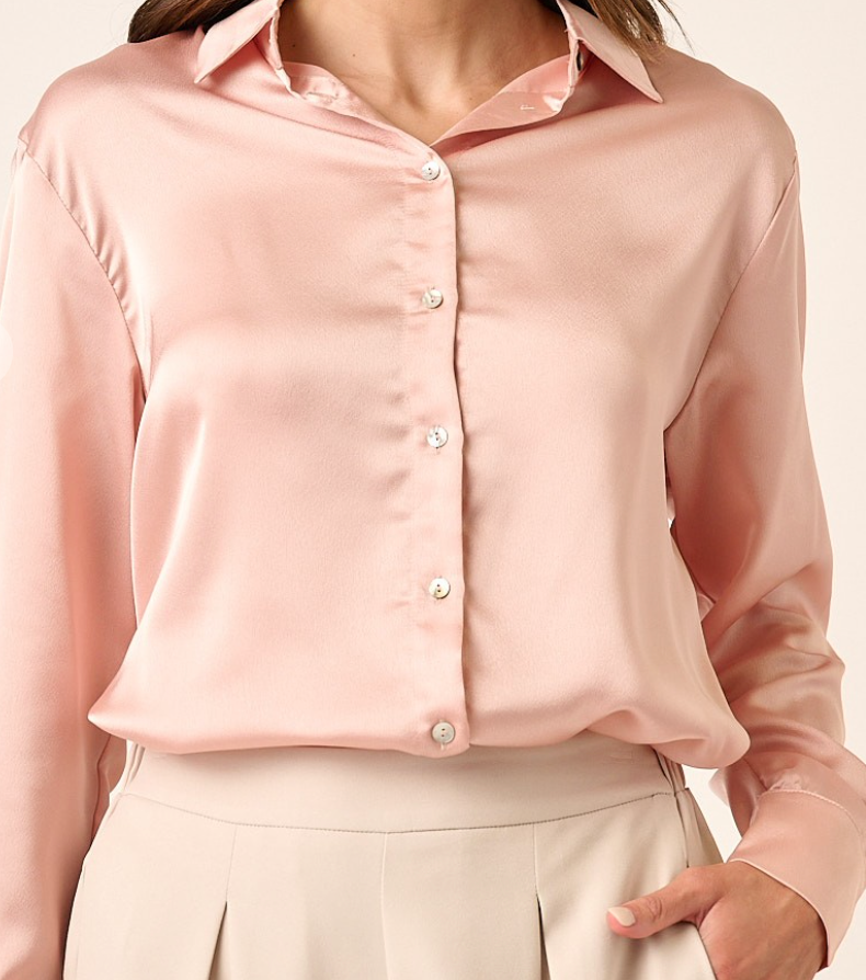 BUTTON DOWN SATIN SHIRT