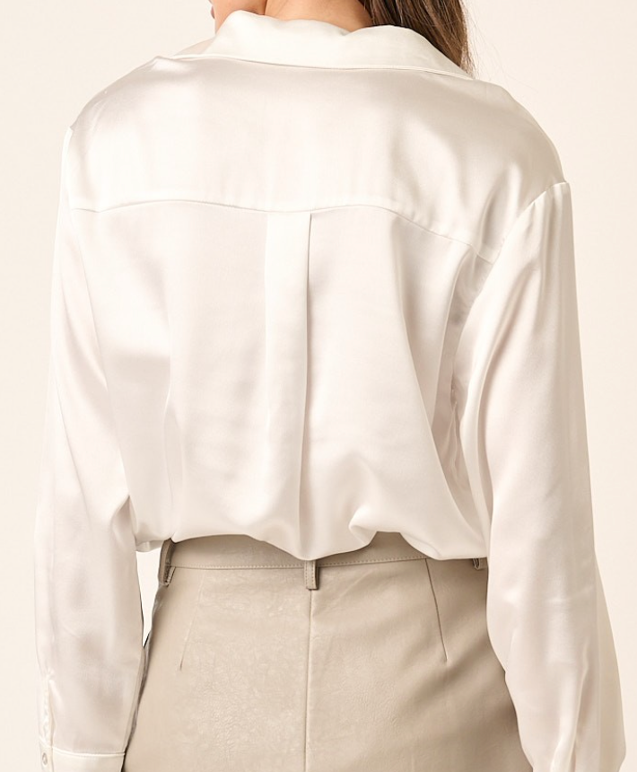 BUTTON DOWN SATIN SHIRT