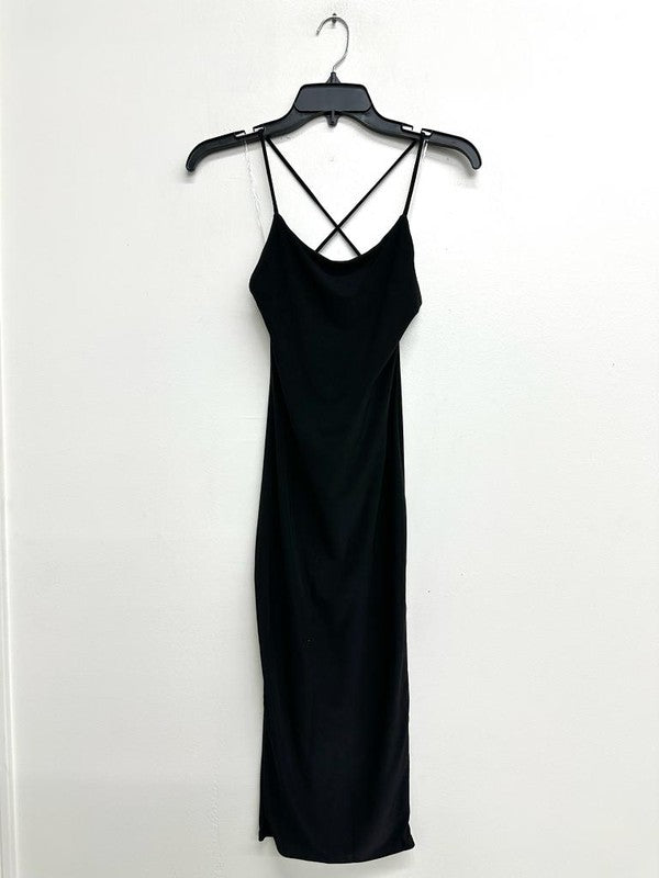 Cross Ruched Back Midi Dress