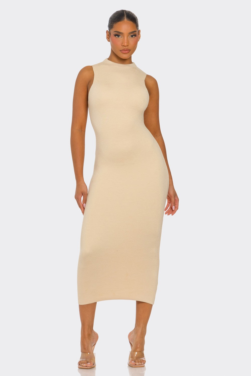 Sleeveless Neck Midi Dress